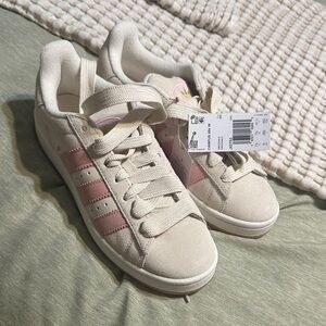 Adidas Women's Beige and Pink Sneakers